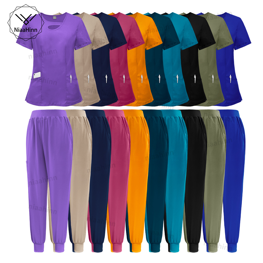 Medical Lab Gown - Multicolour Elastic Scrubs Suits Veterinary Uniform