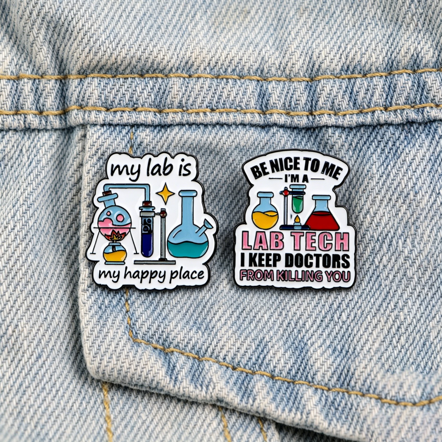 Medical Lab Worker - Funny Lab Tech Enamel Pins Set